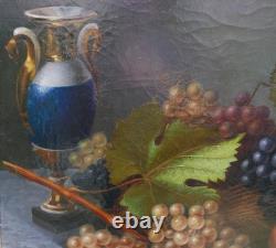 Tableau Nature Morte aux Raisins Epoque Charles X Huile/Toile du XIXème siècle