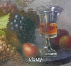 Tableau Nature Morte aux Raisins Epoque Charles X Huile/Toile du XIXème siècle
