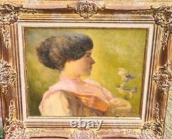 Tableau Portrait De Dame impressionniste Signé Belle époque Fin XIXème