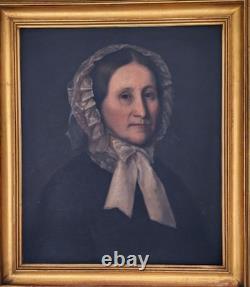 Tableau Portrait de Femme Epoque Louis Philippe Huile/Toile du XIXème siècle