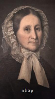 Tableau Portrait de Femme Epoque Louis Philippe Huile/Toile du XIXème siècle