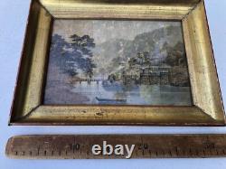 Tableau Yuzen birodo en velours de soie époque Meiji 24 x 33 cm