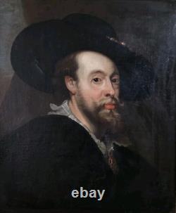 Tableau ancien huile autoportrait de Rubens époque XIXème
