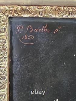 Tableau ancien huile portrait dame de qualité signé époque XIXème
