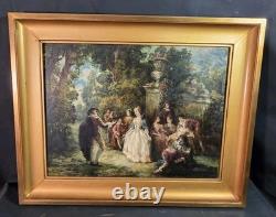 Tableau ancien huile scène de genre XVIIIème époque XIXème Monticelli