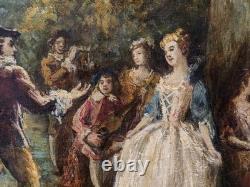 Tableau ancien huile scène de genre XVIIIème époque XIXème Monticelli
