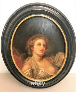 Tableau érotique huile sur panneau de bois jeune femme époque XIXème siècle