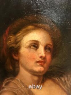 Tableau érotique huile sur panneau de bois jeune femme époque XIXème siècle