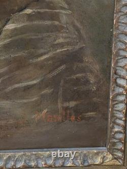 Tableau huile portrait fille Orientaliste signé époque XIXème