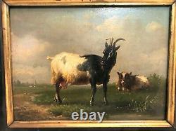 Tableau huile sur panneau chèvre et vache époque XIXème siècle