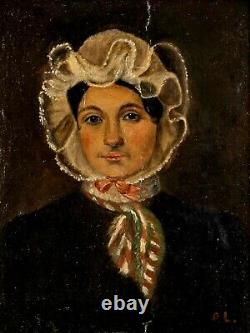 Tableau, portrait d'une jeune femme italienne, époque restauration, XIX ème