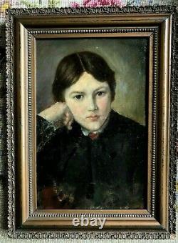Tableau, portrait de jeune fille, cadre de TEPLITZ, époque XIX ème