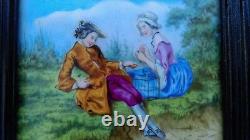 Tableau sur plaque de porcelaine, époque XIXème scène galante