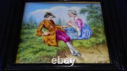Tableau sur plaque de porcelaine, époque XIXème scène galante