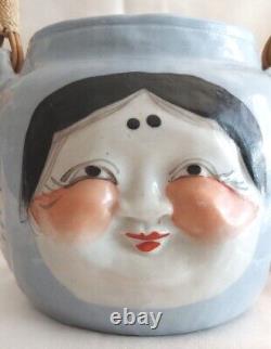 Théière Japonaise Porcelaine Époque Meiji Fin XIX ème Début XX ème Déco Masques
