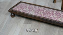 Très Long Repose Pieds En Bois Et Tissu, époque XIX ème
