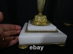 Très grande lampe de style Louis XVI en marbre et bronze, époque XIX ème