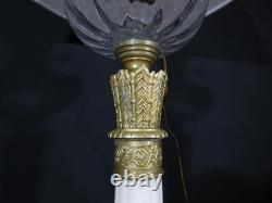 Très grande lampe de style Louis XVI en marbre et bronze, époque XIX ème