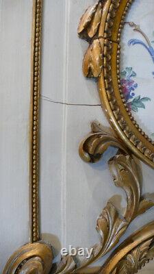 Trumeau Miroir Louis XVI En Bois Sculpté, Laqué Et Doré, époque XIX ème