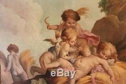 Trumeau époque XIX ème siècle scène avec anges, amours et Cupidon