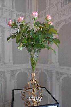 VASE CORNET EN BRONZE ET CRISTAL A BORD FESTONNE XIX ième EPOQUE NAPOLEON III