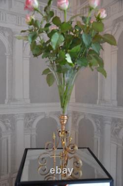 VASE CORNET EN BRONZE ET CRISTAL A BORD FESTONNE XIX ième EPOQUE NAPOLEON III