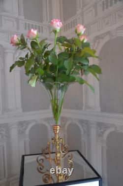 VASE CORNET EN BRONZE ET CRISTAL A BORD FESTONNE XIX ième EPOQUE NAPOLEON III