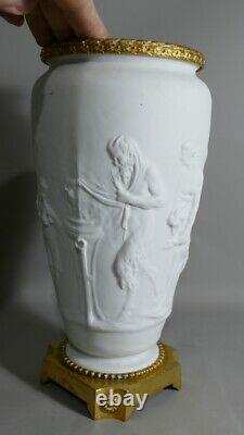 Vase Cassolette En Biscuit à l'Antique Et Bronze Doré, époque XIX ème Siècle
