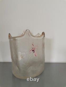 Vase En Cristal Givré, De Montjoye, Epoque Fin XIXème