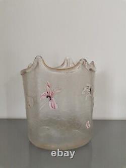 Vase En Cristal Givré, De Montjoye, Epoque Fin XIXème
