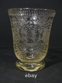 Vase Hollandais En Verre Gravé, Bateau, Moulin Et Phare, Pays-bas, époque XIX èm