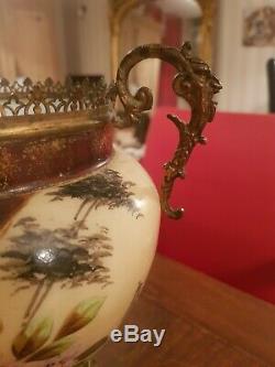 Vase, cache pot en opaline, époque fin XIX ème s, monture bronze