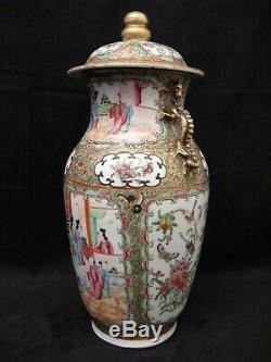 Vase couvert en porcelaine de canton Chine époque XIX ème siècle