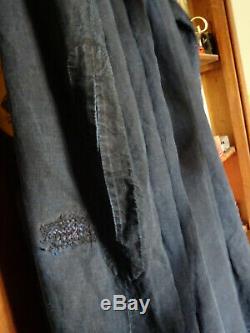Vêtement ancien biaude ou blaude de maquignon époque XIXéme lin bleu