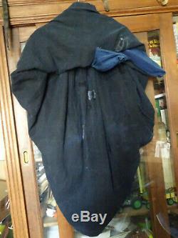 Vêtement ancien biaude ou blaude de maquignon époque XIXéme lin bleu
