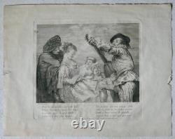 Watteau Pour nous prouver que cette belle. Gravure de Surugue, époque 18ème