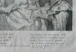 Watteau Pour nous prouver que cette belle. Gravure de Surugue, époque 18ème