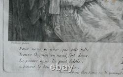 Watteau Pour nous prouver que cette belle. Gravure de Surugue, époque 18ème