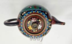 XIX Siecle Theiere En Bronze Cloisonne Motif Oiseau Papillon Fleurs Epoque Meiji