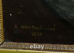 Xavier Montaut d'Oléron Portrait de Femme Epoque Charles X siècle HST du XIXème